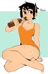 alcohol bandaid beer beer_bottle black_hair boonsky bottle girl hairband vanilla_(boonsky)