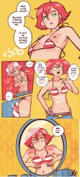 1girls breast_expansion breasts female flat_chest kaye_(storknaked) mirror onomatopoeia sequence storknaked text text_bubble