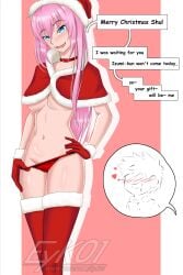 cheating cheating_girlfriend christmas christmas_clothing christmas_outfit costume eyk01 fanart inuzuka_shuu kawaii_dake_ja_nai_shikimori-san netorare shikimori_micchon tongue_out