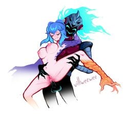 1boy 1boy1girl 1girls absurd_res anal anal_pen anal_penetration anal_sex areola areolae big_breasts black_body black_skin blue_eyes blue_fire blue_flame blue_hair blue_teeth brawl_stars breasts breasts_bigger_than_head carrying carrying_partner cum cum_in_pussy cum_inside dark-skinned_male draco_(brawl_stars) dread_knight_draco_(brawl_stars) eyes_closed feathers female fingering flame genitals gradient hand_on_thigh harpy harpy_melodie_(brawl_stars) helmet horny horny_female male masturbation melodie_(brawl_stars) mythological_creature penetration red_shirt sex simple_background sketch smile smiling vagina villweewee wet wet_pussy white_background