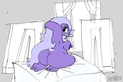 1girls 2023 amethyst_(steven_universe) ass_focus barefoot big_ass big_breasts cartoon_network chubby chubby_female color digital_media_(artwork) neokabu posing purple_hair purple_skin sketch steven_universe