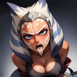 1girls after_fellatio after_oral ahsoka_tano ai_generated angry angry_face arbitrary big_breasts blue_eyes cleavage cum cum_dripping_from_mouth cum_in_mouth cum_on_breasts disney_xd hi_res large_breasts lucasfilm nipple_bulge open_mouth oral_creampie orange_skin pokies stable_diffusion star_wars star_wars_rebels togruta tongue_out