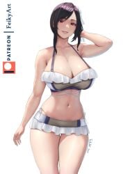 1girls bare_arms bare_legs bare_shoulders bare_thighs big_breasts bikini bikini_bottom bikini_top black_hair clothed clothing color feikyart female female_focus female_only final_fantasy final_fantasy_vii hi_res large_breasts light-skinned_female light_skin long_hair looking_at_viewer red_eyes solo solo_female square_enix tagme thick_thighs tifa_lockhart tifa_lockhart_(shining_spirit)