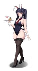 :/ alternate_costume animal_ears animated bare_shoulders black_hair black_leotard black_thighhighs blinking blowing_kiss blush breasts bunny_girl closed_mouth cocktail_glass covered_navel cup detached_collar drink drinking_glass female full_body girls'_frontline groin hairband heart high_heels highleg highleg_leotard highres holding holding_tray jill_stingray julianne_stingray katsuragi_nantoka leotard long_hair looking_at_viewer medium_breasts necktie pillarboxed playboy_bunny purple_hair rabbit_ears red_eyes red_necktie sidelocks skindentation solo strapless strapless_leotard swept_bangs tagme thick_thighs thighhighs thighs tray twintails va-11_hall-a video white_background white_hairband wide_hips wing_collar wrist_cuffs