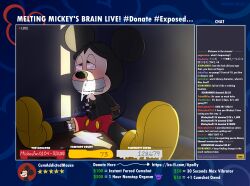 bondage cum cum_on_floor disney exhibitionism hypnosis livestream male male_focus male_only mickey_mouse mouse multiple_orgasms non-human nonconsensual olly public_domain toony