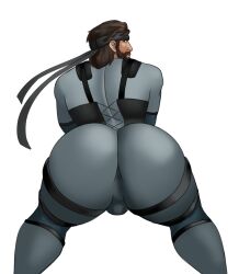 1boy big_ass big_ass_(male) big_butt bodysuit bubble_ass bubble_butt clothed dumptruck_ass dumptruck_butt facial_hair fat_ass fat_butt fully_clothed gay horkrugley huge_ass huge_butt large_ass large_butt looking_at_viewer looking_back looking_over_shoulder male male_focus male_only massive_ass massive_butt metal_gear metal_gear_solid muscular muscular_male plump_ass plump_butt presenting presenting_ass presenting_hindquarters round_ass round_butt simple_background skin_tight skin_tight_suit skintight_bodysuit solid_snake solo thick_ass thick_butt tight_clothing white_background wide_hips