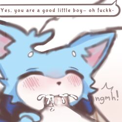 anthro anthro_furry anthro_on_human bara blowjob blowjob_face blowjob_only blue_fur blush closed_eyes cum cum_drip cum_in_mouth cum_inside cute cute_face cute_male deepthroat dominant_male eyes_closed fellatio furry furry_male furry_with_non-furry gay good_boy hand_on_head kwitefan200 male/male petting pov pov_blowjob submissive_furry submissive_male uncut uncut_penis yaoi