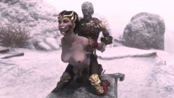 1boy 3d 3d_animation animated big_breasts black_hair doggy_style draugr female jiggling_breasts mileena mortal_kombat mortal_kombat_x nocskylark partially_clothed sex skyrim snow sound table tagme vampire vampire_girl video