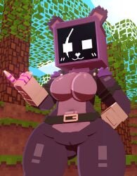 1girls 3d 5_fingers animal_humanoid anthro bear big_breasts breasts canid clothed clothing coresvoid digital_media_(artwork) epic_games eye_scar facial_scar female female_only fortnite fur genitals hi_res humanoid looking_at_viewer mammal microsoft mine-imator minecraft mojang multicolored_fur purple_body raven_team_leader scar simple_background solo solo_female xbox_game_studios