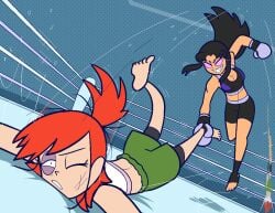 blackfire boxing boxing_gloves boxing_match boxing_ring cartoon_network dc dc_comics female female_focus female_only foster's_home_for_imaginary_friends frankie_foster netto-painter powers ryona teen_titans warner_bros warner_brothers