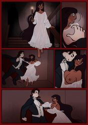 1boy1girl barefoot breasts canon_couple comic connie_maheswaran curly_hair dark-skinned_female dark_hair exposed_breasts indian_female light-skinned_male long_hair looking_at_breasts ripped_clothing santan999 sleeping_gown steven_quartz_universe steven_universe transparent_clothing vampire