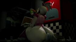 3d 3d_(artwork) ass_focus backboob big_breasts casual_nudity chickenchicalover dumptruck_ass eating eating_pizza facesitting female five_nights_at_freddy's five_nights_at_freddy's:_security_breach glamrock_chica_(fnaf) huge_ass huge_breasts no_bra no_underwear pizza public public_nudity robot robot_girl sideass staff_bot_(security_breach) teasing