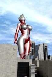 3d 3d_(artwork) alien alien_girl alien_humanoid building buildings city city_background large_breasts original original_character thick_thighs ultraman_(franchise) ultrawoman zoo_(artist)