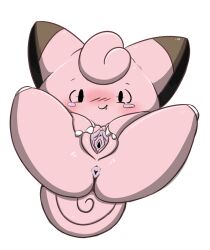 2017 anus blush claws clefairy clitoris curled_tail cute cute_fang feral humanoid no_humans non-human non-human_only pink_body png pokémon_(species) pokemon presenting_pussy pussy spread_pussy tail urethra vagina vono