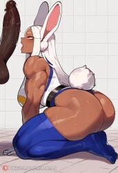 ai_generated boku_no_hero_academia bunny_ears bunny_girl bunny_tail cock_hungry cock_worship dark-skinned_female dark-skinned_male erect_penis female_on_knees heroine huge_ass huge_cock kneeling lagomorph mirko miruko mistarman muscular_female my_hero_academia on_knees open_mouth perfect_body red_eyes rumi_usagiyama submissive_female sweat tagme thiccwithaq_(ai_style) thighhighs usagiyama_rumi white_hair