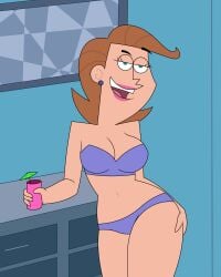 1girls big_breasts blue_eyes looking_at_viewer milf nickelodeon pink_lipstick purple_bra purple_panties short_hair the_fairly_oddparents thighs timmy's_mom tjlive5