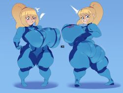 1girls alternate_body_type ass behemaid big_ass big_breasts big_butt blonde_hair breasts bubble_ass bubble_butt fat_ass fat_butt female huge_ass huge_breasts huge_butt metroid samus_aran shortstack solo thick_ass thick_thighs yeehawt0wn