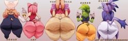 5girls absurdres amy_rose anger_vein angry animal_ears anthro areola_bulge artist_name ass ass_bigger_than_head ass_chart ass_comparison ass_focus back backboob bare_shoulders bat bat_(animal) bat_ears bat_tail bat_wings big_ass big_breasts big_butt big_thighs blaze_the_cat bodysuit bottomless bottomless_female bracelet braless breasts bubble_ass bubble_butt cat_ears cat_girl cat_tail catgirl cellulite character_name chart clenched_butt clenched_hand curvy devil_horns_(gesture) dress ear_piercing elbow_gloves english_text fat_ass feline female female_only furry furry_only gloves hairband harem hedgehog hedgehog_ears hedgehog_tail high-waist_pants high_resolution highres huge_ass huge_breasts huge_butt huge_thighs idw_publishing in_a_row jewelry juliet_sleeves large_ass leopard_print leopard_spots long_sleeves mature_female medium_breasts multiple_girls narrow_waist nipple_bulge no_bra panties pants panty_pull piercing plump_ass prayforcummies puffy_sleeves rabbit rabbit_ears rabbit_girl rabbit_tail ready_for_sex red_dress ring rouge_the_bat sega simple_background sleeveless sonic_(series) sonic_the_hedgehog_(idw) sonic_the_hedgehog_(series) surge_the_tenrec tail take_your_pick taller_girl tenrec text thick_thighs thigh_gap thighs thong tugging_clothing underwear vanilla_the_rabbit white_pants wide_hips wings