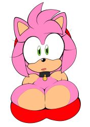 absurd_res amy_rose anthro big_breasts breasts cleavage clothed clothing collar eulipotyphlan female fullmetalsketch green_eyes hedgehog hi_res huge_breasts looking_at_viewer mammal sega solo sonic_(series) sonic_the_hedgehog_(series)