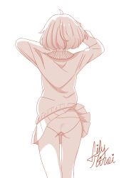 artist_name back_view beyond_the_boundary english_text kuriyama_mirai lilymirai panchira panties pantyshot skirt skirt_lift skirt_up text