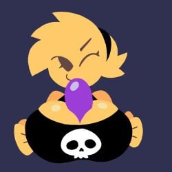 1girls black_shirt eggplant emoji emoji_(race) female goth huge_breasts jjoyplus no_outlines paizuri simple_background skull