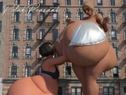 2girls 3d ass_bigger_than_breasts ass_size_difference ass_vs_breasts black_hair blonde_hair bottom_heavy bottomless breast_size_difference breasts_bigger_than_ass female giantess huge_breasts hyper hyper_breasts nipple_suck polakpeasant rainbow_six rainbow_six_siege short_hair sucking_nipples top_heavy valkyrie_(rainbow_six) yuri