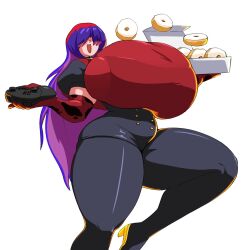 big_ass big_breasts bra_visible_through_clothes breasts_bigger_than_head clothed donuts female female_only gaming_controller glaze_(vtuber) red_shirt virtual_youtuber