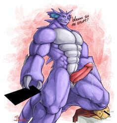 2011 anthro big_penis censor_bar censorman claws color cum erection horns kuron male male_only metokuron muscles nidoking penis pokemon pokemon_(species) precum syrinox uncensored