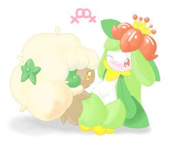 blush cotton crying cute embarrassed female feral fingering flower furry_only hair lilligant long_hair one_closed_eye orange_eyes plant pokemon puddle pussy pussy_juice red_eyes sweat whimsicott yuri