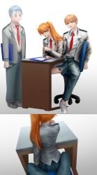 1girls back_view between_legs blonde_hair clothed desk female ginger itsuka_kendou kendou_itsuka long_hair male male/female male_pov mdbhamd monoma_neito my_hero_academia neito_monoma nirengeki_shoda on_lap orange_hair ponytail pov school school_desk school_uniform schoolboy schoolgirl shouda_nirengeki side_ponytail sitting_on_chair straight suggestive