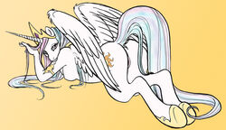 alicorn anthro friendship_is_magic my_little_pony pegacorn pin_up princess_celestia_(mlp) pussy smooth_skin