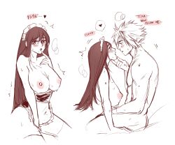 2d 2d_(artwork) big_ass big_breasts black_hair blonde_hair blush breasts cloud_strife couple final_fantasy final_fantasy_vii final_fantasy_vii_remake huge_breasts linono maid maid_uniform passionate pink_nipples romantic romantic_couple sex smooth_skin thick thick_ass thick_thighs tifa_lockhart