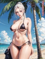 1girls ai_generated bikini curvaceous curvy_body curvy_female female_focus female_only hi_res huge_breasts long_hair original_character ponytail solo_female solo_focus stable_diffusion voluptuous voluptuous_female white_hair winesnow