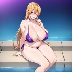 ai_generated bikini cleavage curvy_figure long_hair mommy nakiri_erina shokugeki_no_souma stable_diffusion voluptuous_female