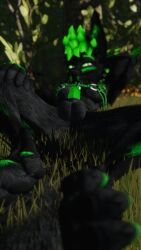 abs animal_genitalia animal_genitals animal_penis anthro anthro_only balls canid canine canine_genitalia canine_genitals canine_penis fur furry furry_only green_hair green_penis grey_fur half-erect hoodbrailen knot laying_on_back laying_on_ground male male_only muscular muscular_anthro muscular_male naked nude outside penis rexouium twitter url vr_media vrchat