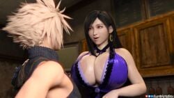 3d ass big_breasts cleavage cloud_strife dark_hair final_fantasy final_fantasy_vii male renilarts3dx smooth_skin tifa_lockhart