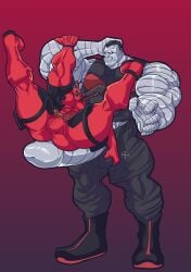 2boys absurd_res big_penis colossus deadpool gay huge_cock lying_on_penis male male/male male_only males marvel massive_penis metal metallic_body mirovbent muscular_male muscular_males on_top_of_penis piotr_rasputin suit super_suit superhero wade_wilson x-men