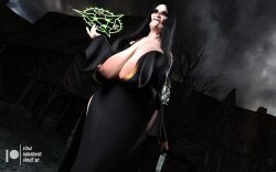 1girls 3d 3d_(artwork) areolae big_breasts black_hair black_lips black_lipstick black_toenails breasts daz3d daz_studio dress edna_church_(lhf3d) elderly_female feet gilf granny hag large_areolae large_breasts long_hair looking_at_viewer lowhangingfruit3d_(artist) magic mature mature_female nipple_slip old older_female original_character pale-skinned_female pale_skin sagging_breasts solo solo_female solo_focus thick_thighs thighs toe_claws toes ugly ugly_female ugly_woman witch