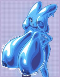 big_areola big_breasts blue_body bnuy_mimi breasts_bigger_than_head female female_only gigantic_breasts hyper_breasts naked nude slime_girl tagme