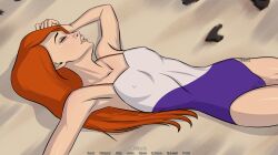 1girls beach disney disney_channel female female_only kim_possible kimberly_ann_possible leroy2012 nipple_bulge pokies project:_possible pussy_juice solo swimsuit tagme tearing_up