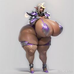 ai_generated big_breasts breasts dark-skinned_female dark_skin elf elf_ears elf_female elf_girl hips_wider_than_shoulders huge_breasts huge_hips iladiesart large_breasts thick_thighs thighs wide_hips