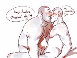 blush buzz_cut completely_nude engineer_(team_fortress_2) kissing looking_at_partner male/male male_only moofrog penis pyro_(team_fortress_2) tagme team_fortress_2 text yaoi