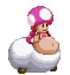 1girls animated ass belly belly_overhang chubby chubby_female degeneratepump fat female female_focus female_only front_view hyper hyper_ass large_ass mario_(series) monobutt mushroom mushroom_humanoid nintendo panties pear_shaped pixel_animation pixel_art shortstack stomach toadette transparent_background underwear wardrobe_malfunction