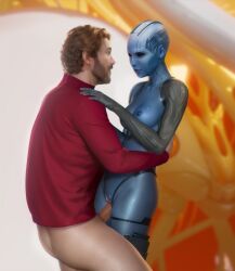 1boy 1girls 2d alien alien_girl alien_humanoid arm_around_waist bald bald_female beard bionics black_eyes black_pupils black_sclera blue-skinned_female blue_body blue_skin bottomless bottomless_male breasts chris_pratt cybernetic_arm cybernetic_limb cybernetics cyborg disney duo eye eye_contact facial_hair female fully_black_eyes genitals guardians_of_the_galaxy guardians_of_the_galaxy_vol.3 hand_on_shoulder holding human human_on_humanoid humanoid indoors interspecies karen_gillan light-skinned_male light_skin male male/female male_penetrating male_penetrating_female marvel marvel_cinematic_universe medium_breasts nebula_(marvel) open_eyes orgoscope passionate penetration penis peter_quill pussy sex sfan shaved_pussy shoulder_grab side_view sister-in-law slim_waist small_breasts standing standing_sex starlord straight vaginal_penetration waist_grab