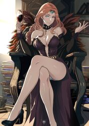 1girls absurdres alcohol aqua_eyes bare_legs bare_shoulders black_choker black_footwear book book_stack breasts center_opening choker commentary_request cornelia_arnim cup detached_sleeves dress drinking_glass female female_only fire_emblem fire_emblem:_three_houses foot_out_of_frame high_heels highres holding holding_cup ihsnet large_breasts legs long_hair long_sleeves looking_at_viewer nintendo panties pantyshot pantyshot_(sitting) pink_hair sitting smile solo strapless strapless_dress thighs throne underwear upskirt white_panties wine wine_glass