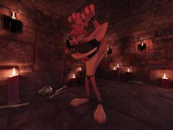 1boy 3d 3d_(artwork) anklet anthro ball_gag bandage bandicoot black_clothing black_thong black_underwear bondage bone bound bulge candle catsmileynsfw clothing crash_(series) crash_bandicoot cuff_(restraint) detailed_background dungeon gag handcuffs jewelry male male_only mammal marsupial metal_cuffs renthecat renthehumancat restraints rope skull solo spikes tagme thong underwear