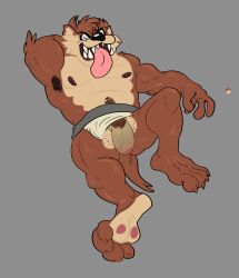 2021 abs anthro armpit_hair balls biceps body_hair closed_eyes clothed clothing clothing_aside dasyurid dasyuromorph feet flaccid flashdark foreskin genitals hairy_balls hand_behind_head hi_res jockstrap jockstrap_aside jockstrap_only long_tongue looney_tunes male male_only mammal manly marsupial muscular navel nipples open_mouth pecs penis pubes simple_background sleeping solo stubble tasmanian_devil tasmanian_devil_(looney_tunes) tongue tongue_out topless triceps underwear underwear_aside underwear_only vein veiny_penis warner_brothers