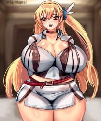 1girls alisa_reinford big_breasts big_thighs blonde_hair breasts busty chubby cleavage clothing curvy female female_only gigantic_breasts gigantic_thighs huge_breasts huge_thighs large_breasts large_thighs looking_at_viewer magentapeel massive_breasts massive_thighs red_eyes sen_no_kiseki solo solo_female the_legend_of_heroes thick_thighs thighs trails_of_cold_steel voluptuous wide_thighs