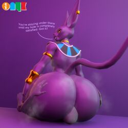 3d anon beerus big_ass blender blender_(software) blender_eevee bubble_butt dominant_male dragon_ball dragon_ball_super dragon_ball_z eating_ass facesitting furry gay huge_ass male/male musk musk_clouds onyxsplash thick_ass thick_thighs yaoi