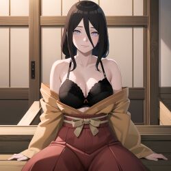 1girls ai_generated bare_chest bare_shoulders blush boruto:_naruto_next_generations bra brown_hair collarbone female female_only hyuuga_hanabi japanese_clothes jordan53 kimono kimono_pull looking_at_viewer naruto naruto_(series) pinup presenting presenting_breasts purple_eyes skirt smile smiling smiling_at_viewer solo_focus stable_diffusion underwear yukata